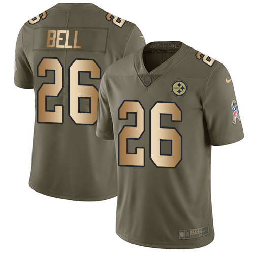 Nike Steelers #26 Le'Veon Bell Olive/Gold Youth Stitched NFL Limited Salute to Service Jersey